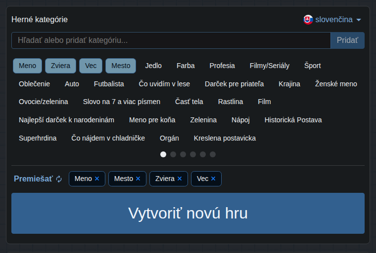 Výber kategórií