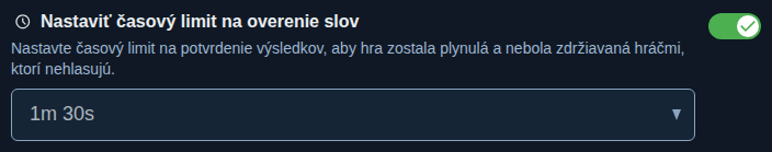 Nastavenie: Čas na schválenie slov