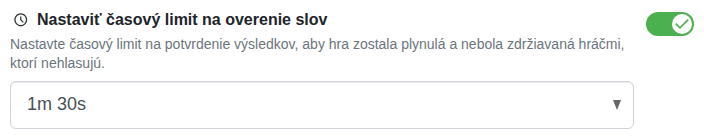Nastavenie: Čas na schválenie slov