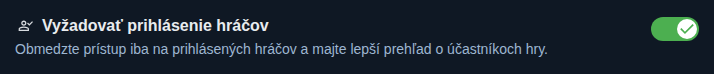 Nastavenie: Len pre prihlásených