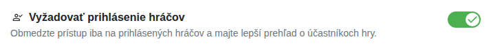 Nastavenie: Len pre prihlásených