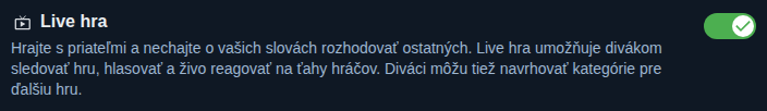 Nastavenie: Hra s publikom